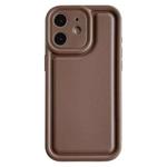 For iPhone 12 Frosted Leather Texture TPU Phone Case(Coffee)