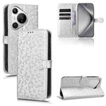 For Huawei Pura 70 Honeycomb Dot Texture Leather Phone Case(Silver)