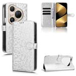 For Huawei Pura 80 Ultra 5G Honeycomb Dot Texture Leather Phone Case(Silver)