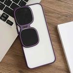 For iPhone 15 Pro Metal Sunglasses Holder TPU + PC Phone Case(Purple)