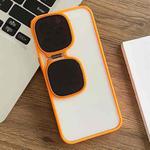 For iPhone 15 Pro Metal Sunglasses Holder TPU + PC Phone Case(Orange)