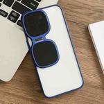 For iPhone 15 Metal Sunglasses Holder TPU + PC Phone Case(Blue)