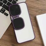 For iPhone 14 Plus Metal Sunglasses Holder TPU + PC Phone Case(Purple)