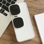 For iPhone 14 Pro Metal Sunglasses Holder TPU + PC Phone Case(White)