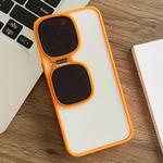 For iPhone 14 Pro Max Metal Sunglasses Holder TPU + PC Phone Case(Orange)