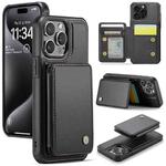 For iPhone 15 Pro Max JEEHOOD J05 Business Magnetic Style RFID Leather Phone Case(Black)