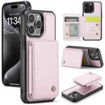 For iPhone 15 Pro JEEHOOD J05 Business Magnetic Style RFID Leather Phone Case(Pink)