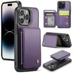 For iPhone 14 Pro JEEHOOD J05 Business Magnetic Style RFID Leather Phone Case(Purple)