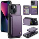 For iPhone 13 JEEHOOD J05 Business Magnetic Style RFID Leather Phone Case(Purple)