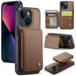 For iPhone 13 JEEHOOD J05 Business Magnetic Style RFID Leather Phone Case(Brown)