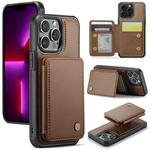 For iPhone 13 Pro Max JEEHOOD J05 Business Magnetic Style RFID Leather Phone Case(Brown)