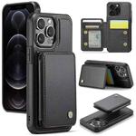 For iPhone 12 Pro Max JEEHOOD J05 Business Magnetic Style RFID Leather Phone Case(Black)