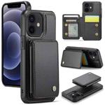 For iPhone 12 / 12 Pro JEEHOOD J05 Business Magnetic Style RFID Leather Phone Case(Black)