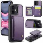 For iPhone 11 JEEHOOD J05 Business Magnetic Style RFID Leather Phone Case(Purple)