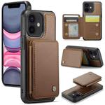 For iPhone 11 JEEHOOD J05 Business Magnetic Style RFID Leather Phone Case(Brown)