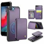 For iPhone 8 Plus / 7 Plus / 6 Plus JEEHOOD J05 Business Magnetic Style RFID Leather Phone Case(Purple)