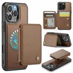 For iPhone 16 Pro JEEHOOD J05 Business Magnetic Style RFID Leather Phone Case(Brown)