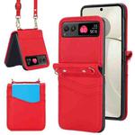 For Motorola Razr 40 Dual Card Slots Folding Phone Case(Red)