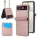 For Motorola Razr 40 Dual Card Slots Folding Phone Case(Rose Gold)