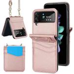 For Samsung Galaxy Z Flip4 Dual Card Slots Folding Phone Case(Rose Gold)