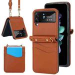 For Samsung Galaxy Z Flip4 Dual Card Slots Folding Phone Case(Brown)