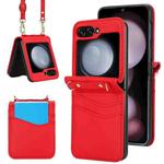 For Samsung Galaxy Z Flip5 Dual Card Slots Folding Phone Case(Red)