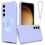 For Samsung Galaxy S23 5G Wave Texture MagSafe Magnetic Liquid Silicone Phone Case(Purple)