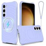 For Samsung Galaxy S23+ 5G Wave Texture MagSafe Magnetic Liquid Silicone Phone Case(Purple)