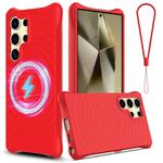 For Samsung Galaxy S23 Ultra 5G Wave Texture MagSafe Magnetic Liquid Silicone Phone Case(Red)