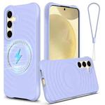For Samsung Galaxy S24 FE 5G Wave Texture MagSafe Magnetic Liquid Silicone Phone Case(Purple)
