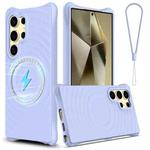 For Samsung Galaxy S25 Ultra 5G Wave Texture MagSafe Magnetic Liquid Silicone Phone Case(Purple)