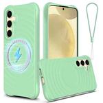 For Samsung Galaxy S25+ 5G Wave Texture MagSafe Magnetic Liquid Silicone Phone Case(Green)