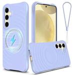 For Samsung Galaxy S25+ 5G Wave Texture MagSafe Magnetic Liquid Silicone Phone Case(Purple)