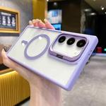 For Samsung Galaxy S23+ 5G Metal Lens Frame Holder MagSafe Phone Case(Purple)