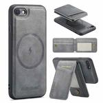 For iPhone SE 2022 / SE 2020 / 8 / 7 Fierre Shann Oil Wax Cow Leather Magnetic Card Holder Phone Case(Grey)