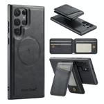 For Samsung Galaxy S23 Ultra 5G Fierre Shann Cowhide Vertical Flip Magnetic Card Holder Phone Case(Black)