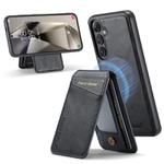 For Samsung Galaxy S25 5G Fierre Shann Cowhide Vertical Flip Magnetic Card Holder Phone Case(Black)
