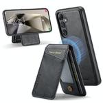 For Samsung Galaxy S24 FE 5G Fierre Shann Cowhide Vertical Flip Magnetic Card Holder Phone Case(Black)