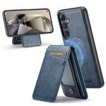 For Samsung Galaxy S24 FE 5G Fierre Shann Cowhide Vertical Flip Magnetic Card Holder Phone Case(Blue)
