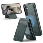 For Samsung Galaxy S24 FE 5G Fierre Shann Cowhide Vertical Flip Magnetic Card Holder Phone Case(Green)