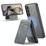 For Samsung Galaxy S24 FE 5G Fierre Shann Cowhide Vertical Flip Magnetic Card Holder Phone Case(Grey)