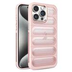 For iPhone 15 Pro Max Cooling Armor Translucent Mesh Breathable Phone Case(Pink)