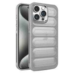 For iPhone 15 Pro Max Cooling Armor Translucent Mesh Breathable Phone Case(Grey)