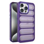 For iPhone 15 Pro Cooling Armor Translucent Mesh Breathable Phone Case(Purple)