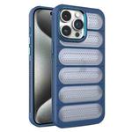 For iPhone 15 Pro Cooling Armor Translucent Mesh Breathable Phone Case(Blue)