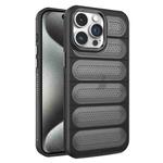 For iPhone 15 Pro Cooling Armor Translucent Mesh Breathable Phone Case(Black)
