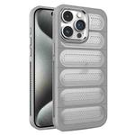 For iPhone 15 Pro Cooling Armor Translucent Mesh Breathable Phone Case(Grey)