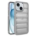 For iPhone 15 Plus Cooling Armor Translucent Mesh Breathable Phone Case(Grey)