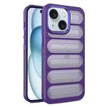 For iPhone 15 Cooling Armor Translucent Mesh Breathable Phone Case(Purple)