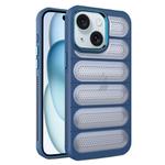 For iPhone 15 Cooling Armor Translucent Mesh Breathable Phone Case(Blue)